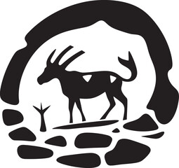 Prehistoric Visions Cave Painting Vector Logo Design Ancient Heritage Illustrative Cave Art Icon Graphic