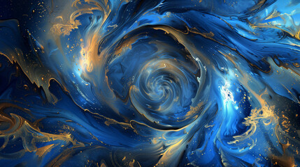 Blue and Golden Vortex, Acrylic Background.