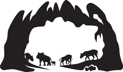 Paleolithic Perspectives Vector Logo of Prehistoric Cave Art Stone Age Stories Cave Painting Icon Graphic Design