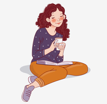 Cute, young woman reading a book 