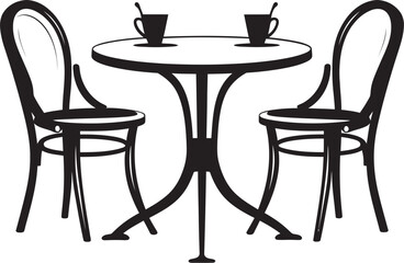 Espresso Elegance Modern Iconic Graphic Design for Coffee Set Latte Living Stylish Vector Emblem of Coffee Table and Chair