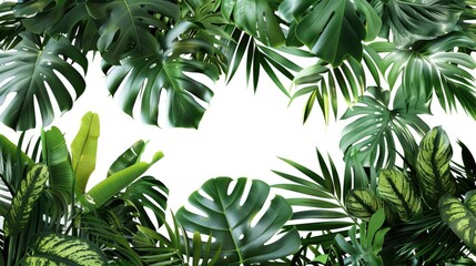 Tropical leaves arrangement. Generative AI