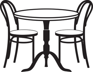 Café Creation Stylish Iconic Graphic for Coffee Set Brew Hub Modern Vector Emblem of Coffee Table and Chair