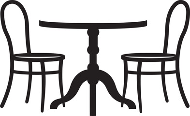 Espresso Elegance Sleek Coffee Set Logo Design Latte Lounge Vector Icon of Coffee Table and Chair Pair