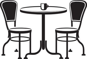 Frappé Fusion Elegant Coffee Set Logo Design with Vector Graphics Java Junction Vector Logo Design of Coffee Table and Chair Ensemble