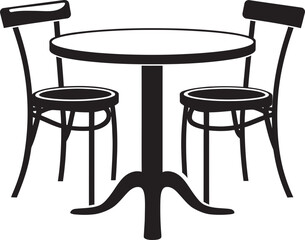 Bean Bliss Vector Icon of Coffee Table and Chair Set Frappé Fusion Elegant Coffee Set Logo Design with Vector Graphics