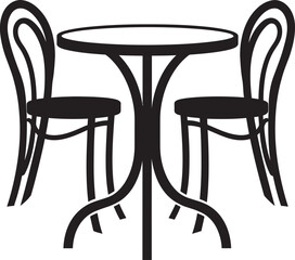 Mocha Marvel Chic Coffee Set Icon Graphic Cappuccino Comfort Logo of Coffee Table and Chair Arrangement