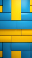 a blue and yellow brick wall