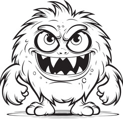 Adorable Aberration Coloring Pages Depicting Creepy and Cute Creatures Ghastly Gathering Vector Logo Design of Mischievous Monster Icons