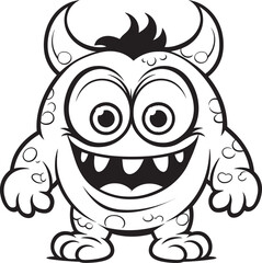 Spooky Spectacle Coloring Pages Showcasing Creepy and Cute Monsters Whimsical Wonders Vector Logo Design of Charming Monster Icons
