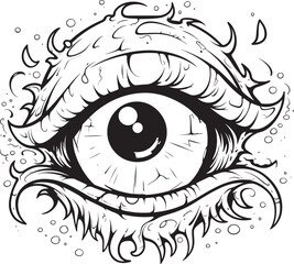 Eerie Elegance Coloring Pages of Playful Monster Icons Creepy Chronicles Vector Graphics Depicting Quirky Monsters