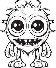 Haunting Harmony Coloring Pages with Spooky and Cute Monsters Diabolical Delight Vector Graphics of Charming Monster Characters