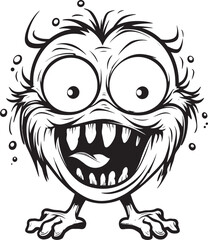 Enigmatic Entourage Coloring Pages Depicting Quirky Monster Characters Spooky Spectacle Vector Graphics of Adorable Monster Icons