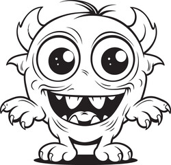 Mysterious Merriment Coloring Pages Featuring Creepy and Cute Monster Scenes Charming Nightmares Vector Logo Design of Playful Monster Icons