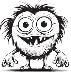 Creepy Companions Coloring Pages Showcasing Creepy and Cute Monsters Freaky Friends Vector Icon Graphics of Quirky Monster Characters
