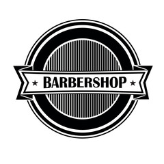 Round vector template for barbershop logo in retro style