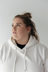 Obraz premium studio shot on white background of a obese 35 year old relatable swedish woman. 