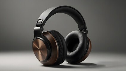 Black headphones close-up on an isolated background.