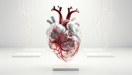a heart with red veins and white walls