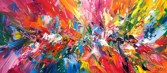 Colorful Chaos A Vibrant Painting of Abstract Art Generative AI