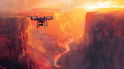 Drone Exploring the Breathtaking Grandeur of a Majestic Canyon Unveiling Nature s Wondrous Secrets and Boundless Possibilities for Adventure and - obrazy, fototapety, plakaty