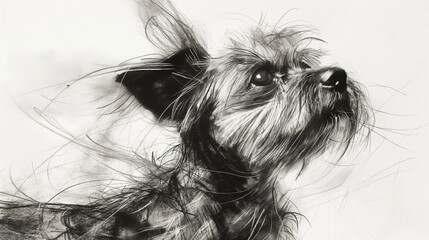 Węglowy rysunek uroczego psa - obrazy, fototapety, plakaty