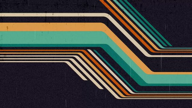 Animated 80's background design in futuristic retro style with colorful lines. Abstract motion graphic.