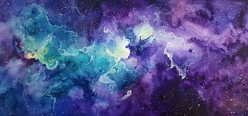Purple Nebula with Purple and Blue Stars Generative AI - obrazy, fototapety, plakaty