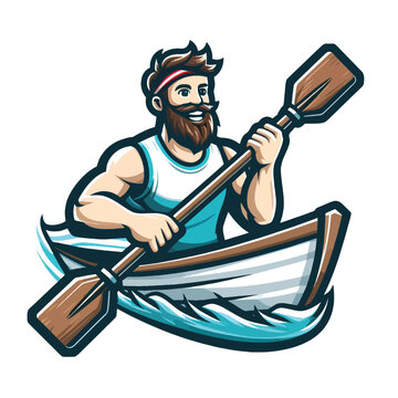 rowing sport logo, vector illustration