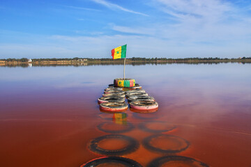 Art on Lake Retba, Lac rose close Dakar, Senegal, West Africa