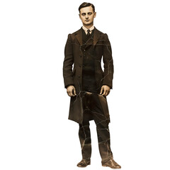 Vintage 19th century photo of a young man isolated