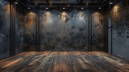 A large room with a plant in a vase and a window