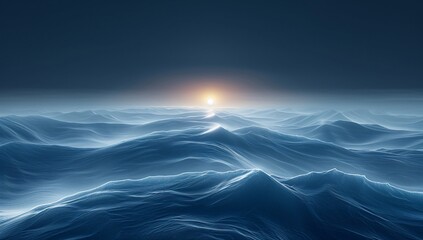 Sunset Serenade Ocean Waves Crashing in the Dark Generative AI