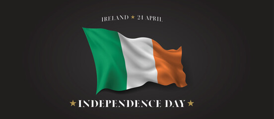 Ireland independence day vector banner, greeting card. Irish wavy flag