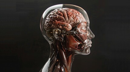 Artificial intelligence in the human brain - obrazy, fototapety, plakaty