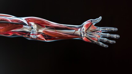 Human muscles anatomy isolated on black background - obrazy, fototapety, plakaty