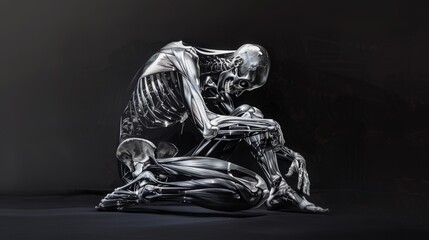 Obraz na płótnie Canvas 3D human robot isolated on black background