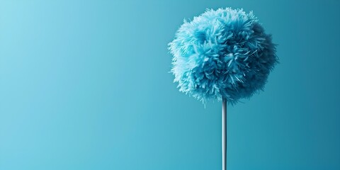 Ethereal Feather Duster Preserving Treasured Memories in Serene Blue Hues with Copy Space