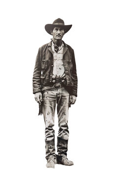 Vintage photo of a man cowboy isolated image
