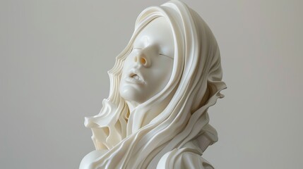 Antique statue of woman on white background
