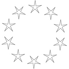 Stars in circle icon. Round star frame template