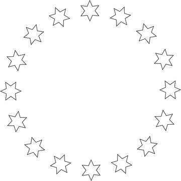 Stars in circle icon. Round star frame template