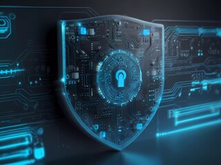 Security code , blue circuit board background