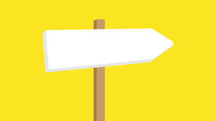 A single blank signpost pointing right set against a yellow background - obrazy, fototapety, plakaty