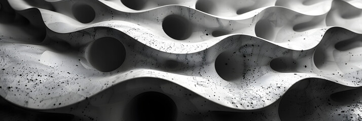 Black and white shapes,
Abstract closeup of a white organic structure resembling a coral or bone The surface is covered with a network of tiny pores
 - obrazy, fototapety, plakaty
