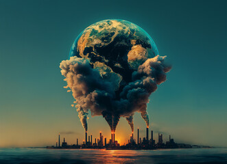global warming of the world, CO2 emissions - obrazy, fototapety, plakaty