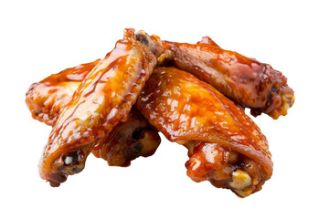 Presenting Fried Wings Coated in Sauce On Transparent Background.