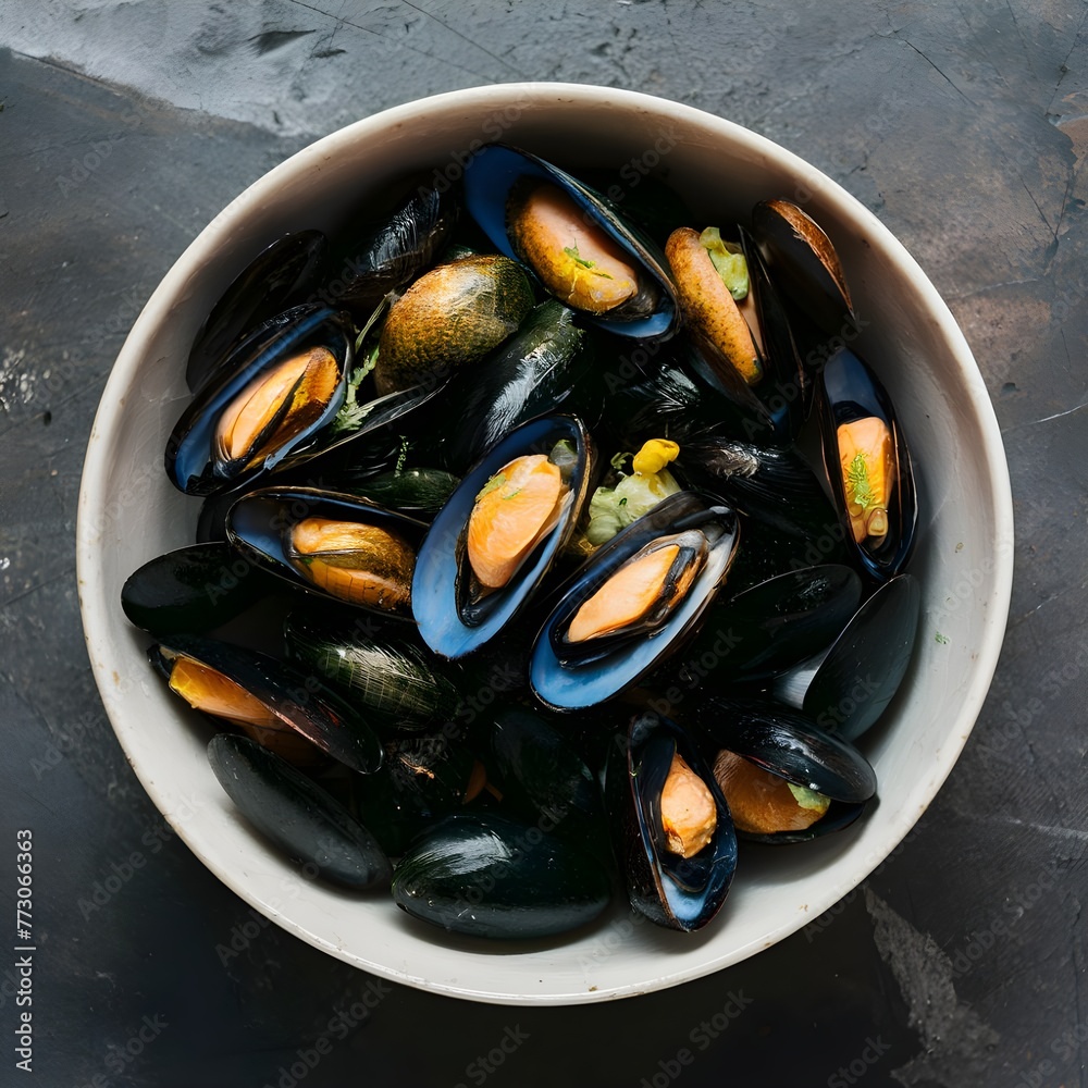 Canvas Prints mussels with lemon