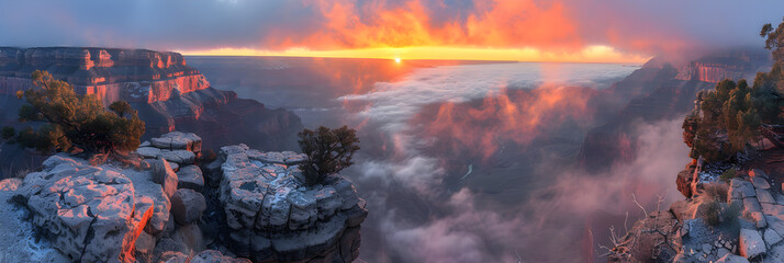 Grand Canyon sunrise ,
Sunset above south rim of grand canyon from the mather point
 - obrazy, fototapety, plakaty