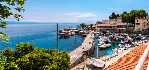 Lovran near Opatija, Adriatic coast with small harbour, Croatia